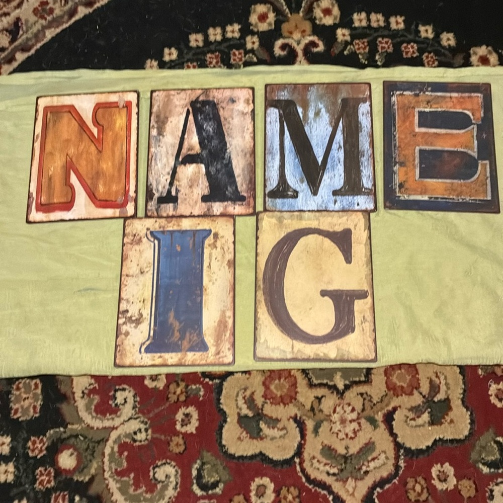 Vintage Style Letter Metal Tiles- all 6 for $24.